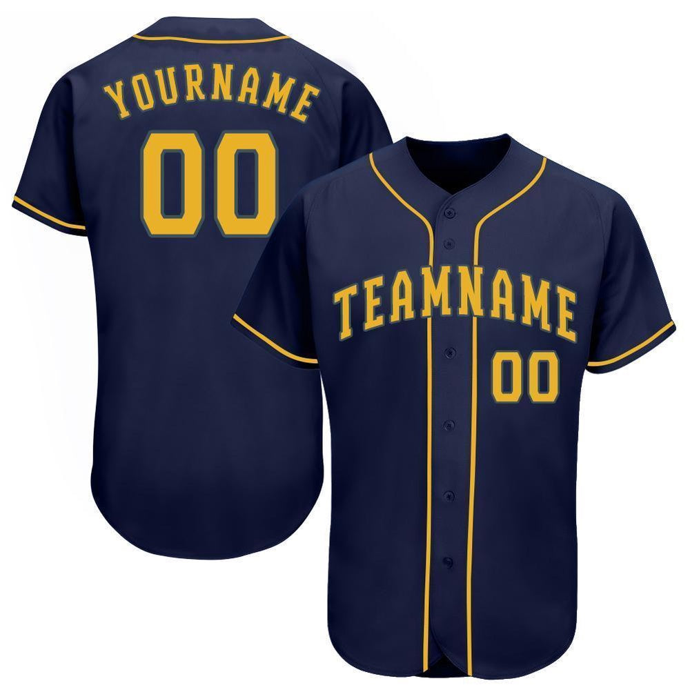American Baseball Jersey, Custom Navy Gold Baseball Jersey, Baseball Jersey Name