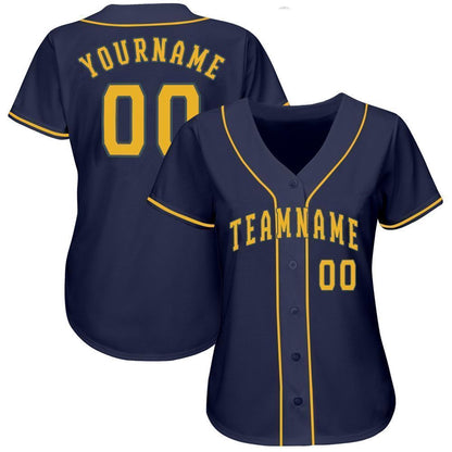American Baseball Jersey, Custom Navy Gold Baseball Jersey, Baseball Jersey Name