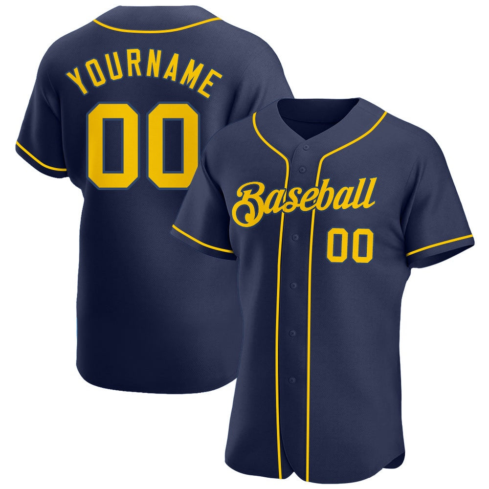 American Baseball Jersey, Custom Navy Gold Navy Authentic Baseball Jersey, Baseball Jersey Name