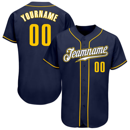 American Baseball Jersey, Custom Navy Gold White Authentic Baseball Jersey, Baseball Jersey Name