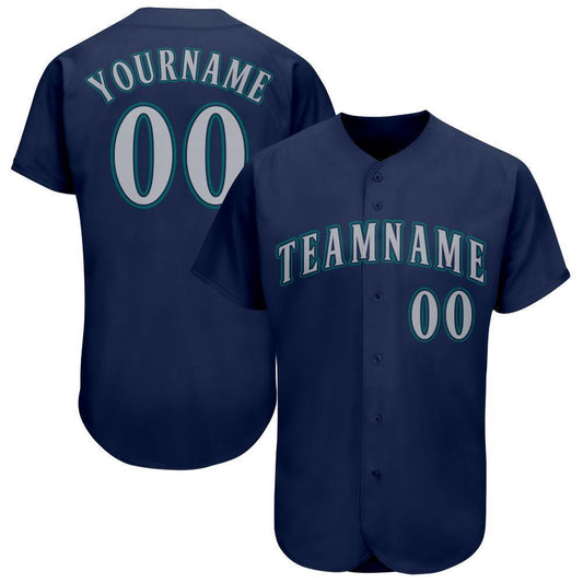 American Baseball Jersey, Custom Navy Gray Teal Baseball Jersey, Baseball Jersey Name