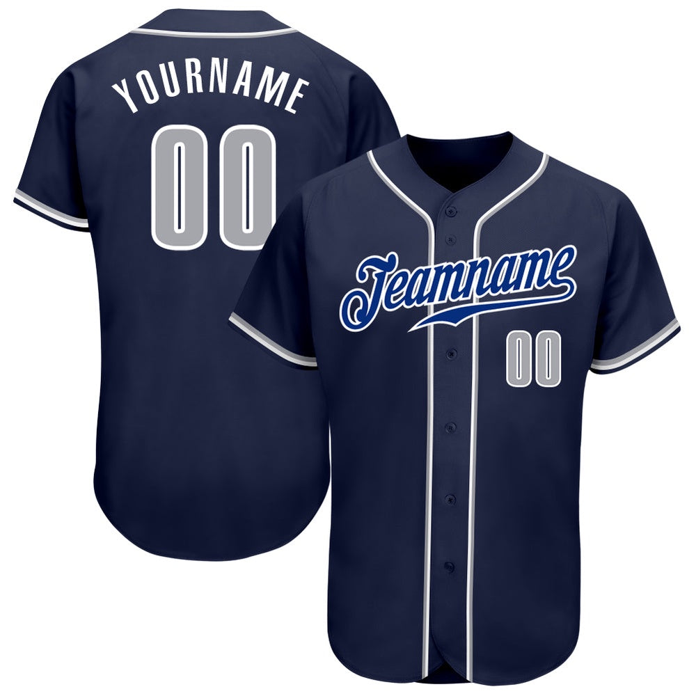 American Baseball Jersey, Custom Navy Gray White Authentic Baseball Jersey, Baseball Jersey Name
