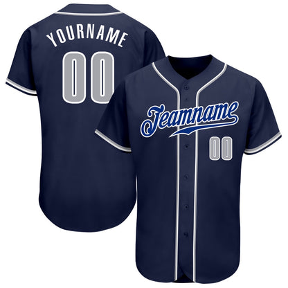 American Baseball Jersey, Custom Navy Gray White Authentic Baseball Jersey, Baseball Jersey Name