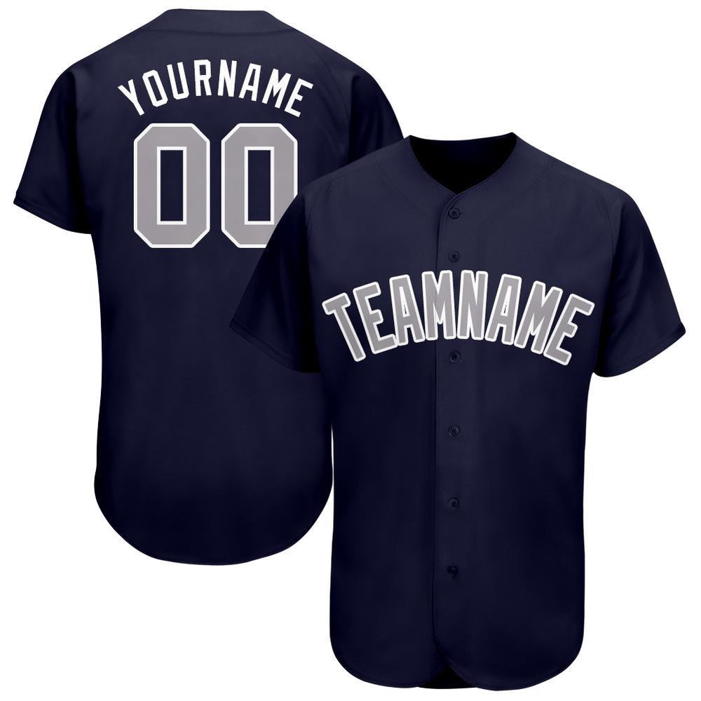 American Baseball Jersey, Custom Navy Gray White Baseball Jersey, Baseball Jersey Name