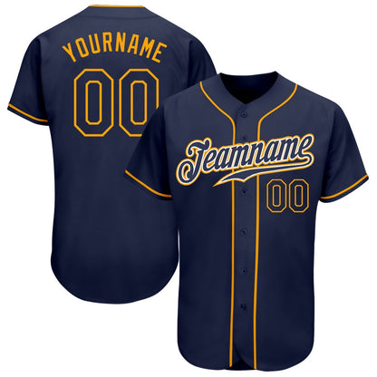 American Baseball Jersey, Custom Navy Navy Gold Authentic Baseball Jersey, Baseball Jersey Name