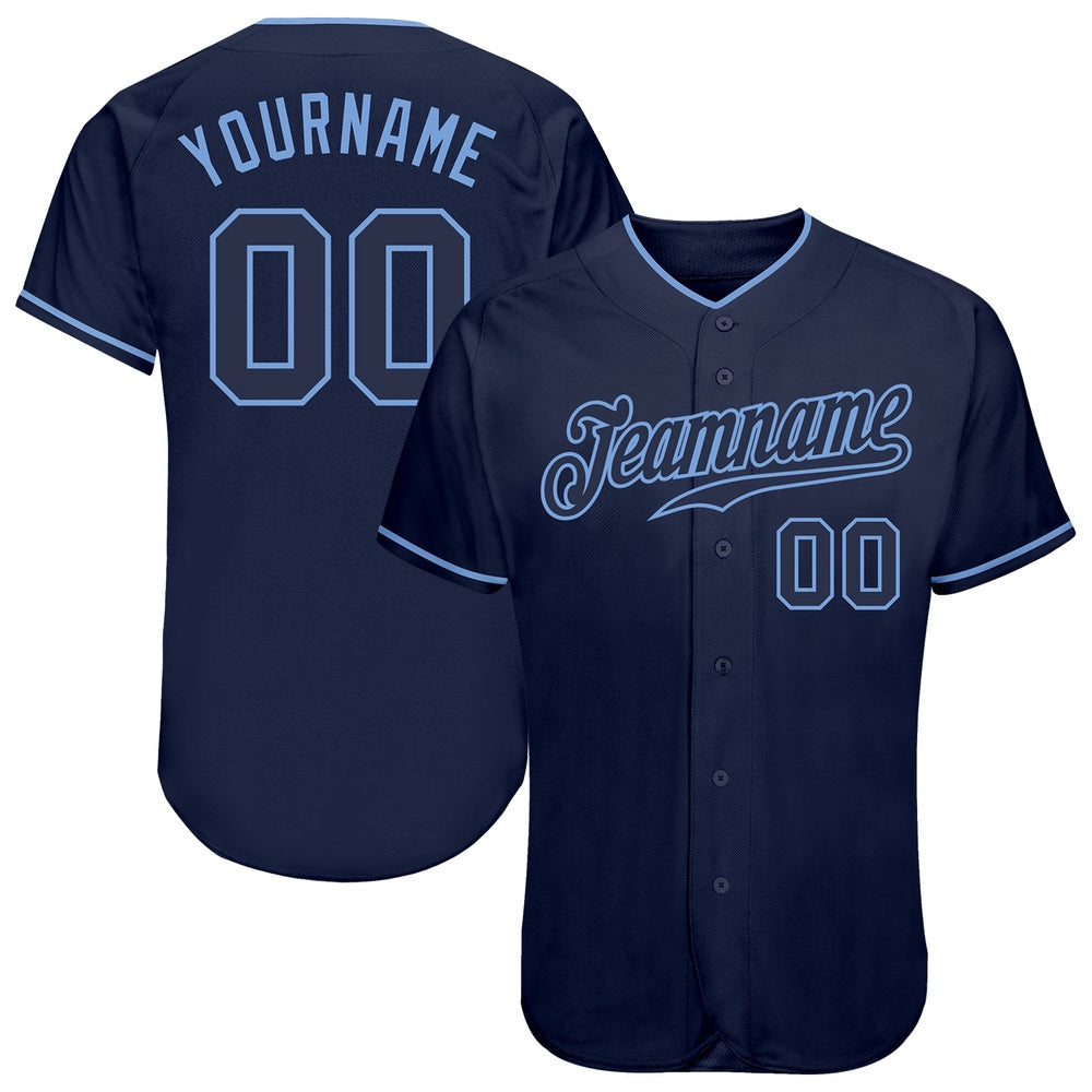 American Baseball Jersey, Custom Navy Navy Light Blue Authentic Baseball Jersey, Baseball Jersey Name
