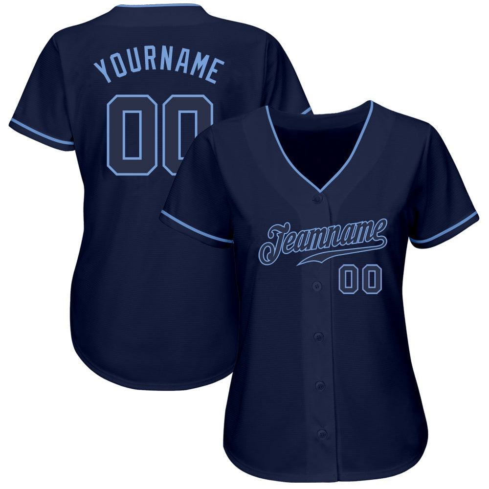 American Baseball Jersey, Custom Navy Navy Light Blue Authentic Baseball Jersey, Baseball Jersey Name