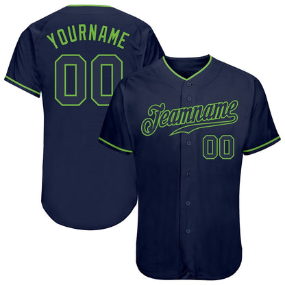 American Baseball Jersey, Custom Navy Navy Neon Green Authentic Baseball Jersey, Baseball Jersey Name
