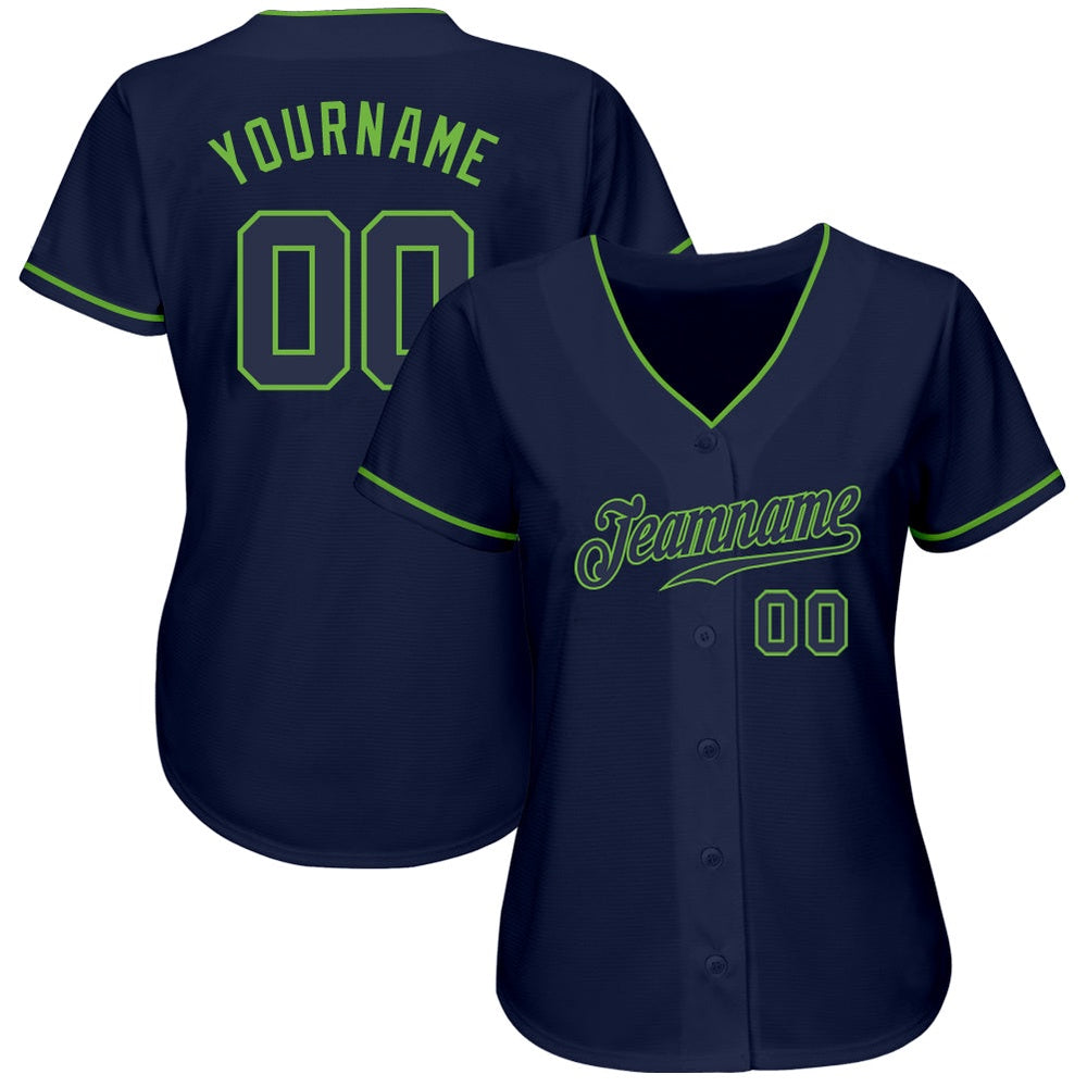 American Baseball Jersey, Custom Navy Navy Neon Green Authentic Baseball Jersey, Baseball Jersey Name