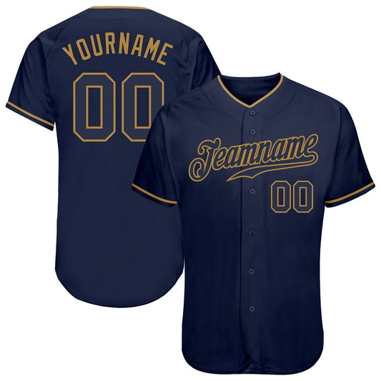 American Baseball Jersey, Custom Navy Navy Old Gold Authentic Baseball Jersey, Baseball Jersey Name