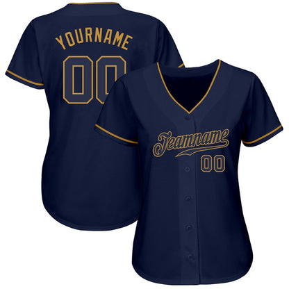 American Baseball Jersey, Custom Navy Navy Old Gold Authentic Baseball Jersey, Baseball Jersey Name