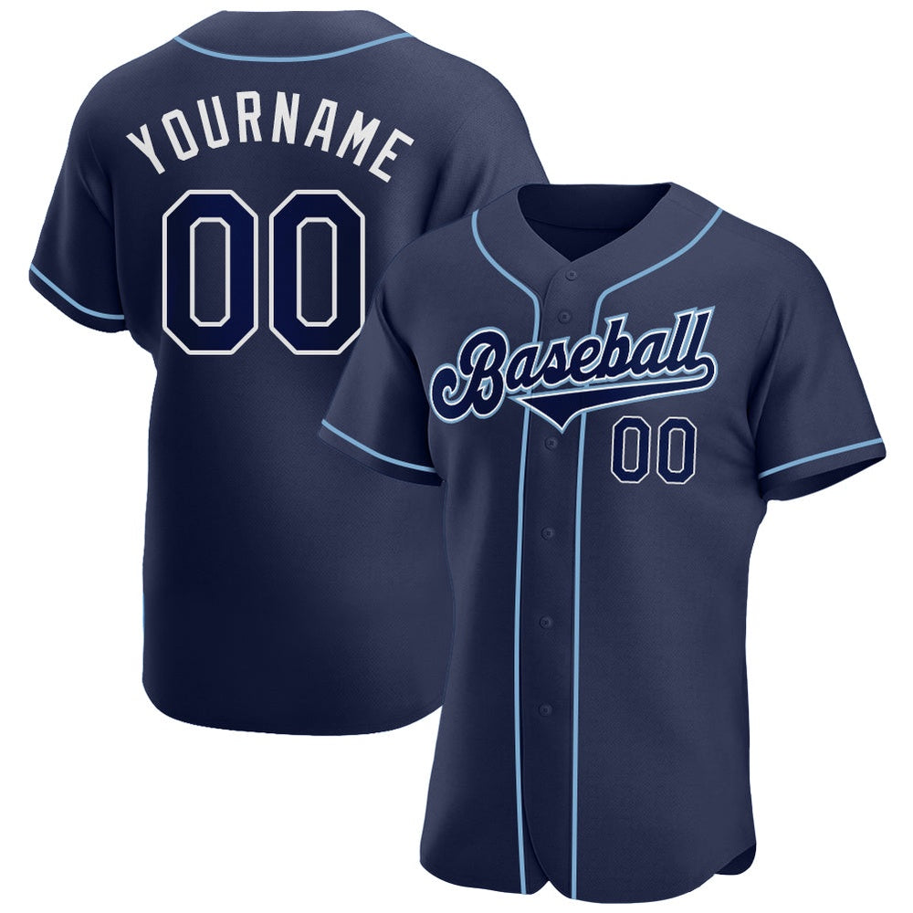 American Baseball Jersey, Custom Navy Navy Powder Blue Authentic Baseball Jersey, Baseball Jersey Name