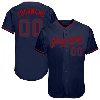 American Baseball Jersey, Custom Navy Navy Red Authentic Baseball Jersey, Baseball Jersey Name