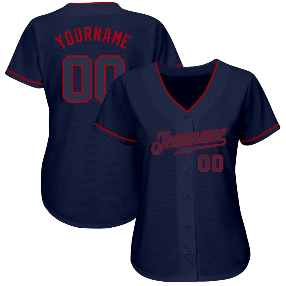 American Baseball Jersey, Custom Navy Navy Red Authentic Baseball Jersey, Baseball Jersey Name