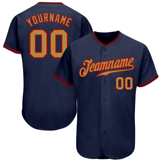 American Baseball Jersey, Custom Navy Old Gold Red Authentic Baseball Jersey, Baseball Jersey Name
