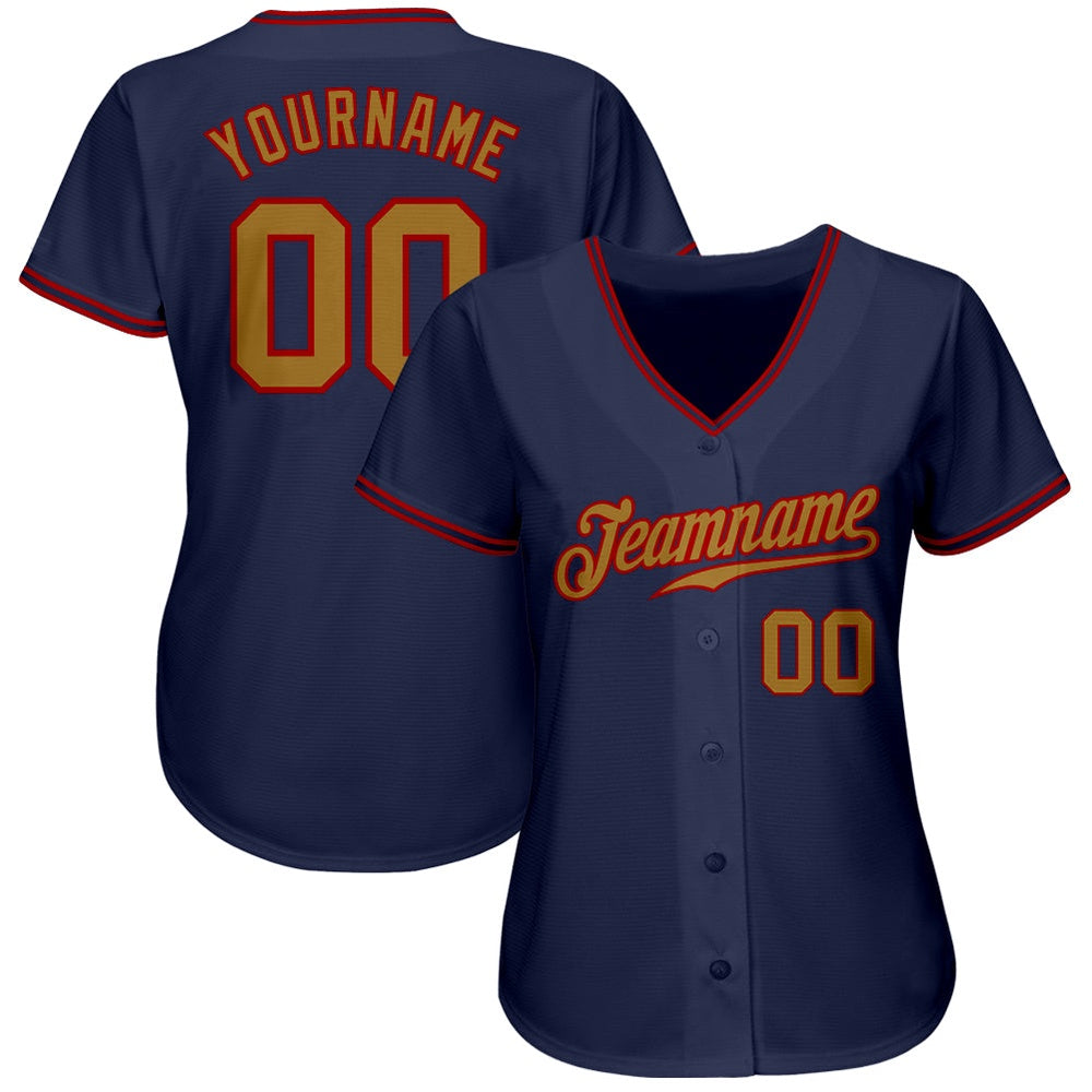 American Baseball Jersey, Custom Navy Old Gold Red Authentic Baseball Jersey, Baseball Jersey Name