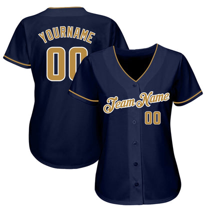 American Baseball Jersey, Custom Navy Old Gold White Authentic Baseball Jersey, Baseball Jersey Name