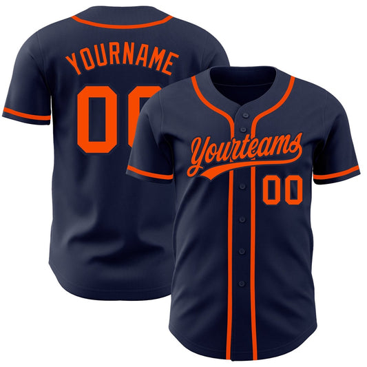 American Baseball Jersey, Custom Navy Orange Navy Authentic Baseball Jersey, Baseball Jersey Name