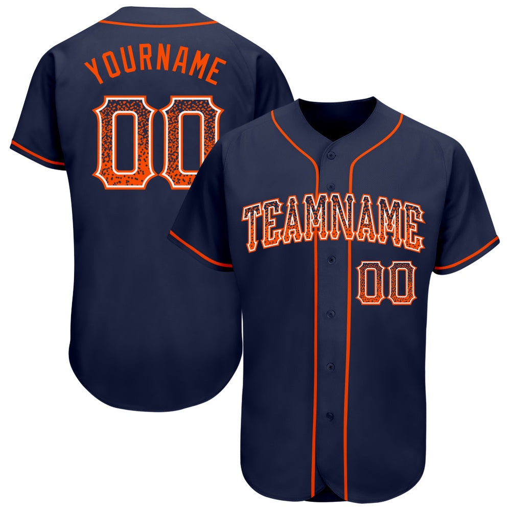 American Baseball Jersey, Custom Navy Orange White Authentic Drift Fashion Baseball Jersey, Baseball Jersey Name