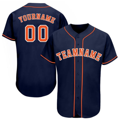 American Baseball Jersey, Custom Navy Orange White Baseball Jersey, Baseball Jersey Name