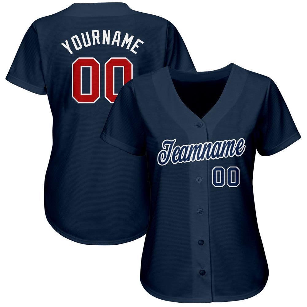 American Baseball Jersey, Custom Navy Red White Baseball Jersey, Baseball Jersey Name