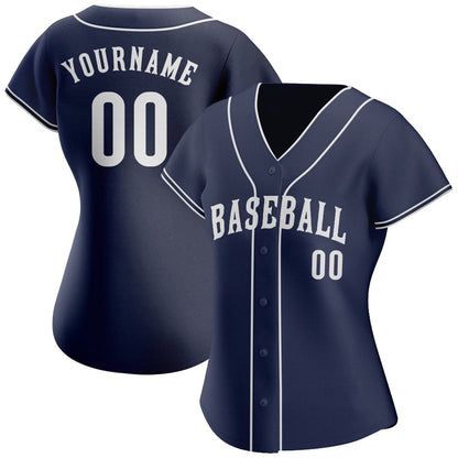 American Baseball Jersey, Custom Navy White Authentic Baseball Jersey, Baseball Jersey Name