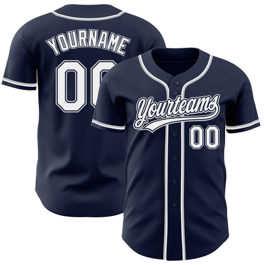 American Baseball Jersey, Custom Navy White Gray Authentic Baseball Jersey, Baseball Jersey Name