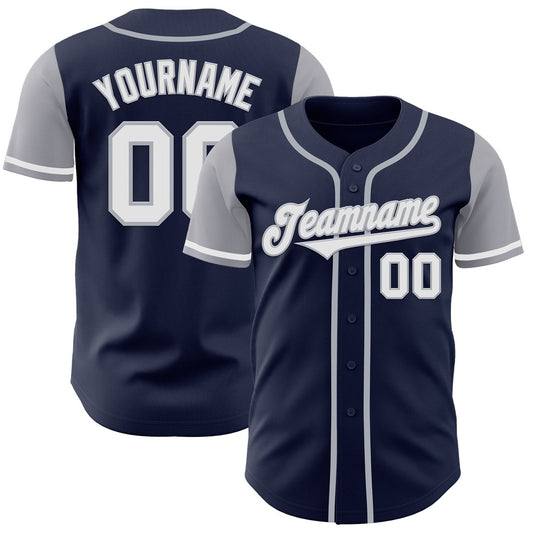 American Baseball Jersey, Custom Navy White Gray Authentic Two Tone Baseball Jersey, Baseball Jersey Name