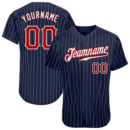 American Baseball Jersey, Custom Navy White Pinstripe Red White Authentic Baseball Jersey, Baseball Jersey Name