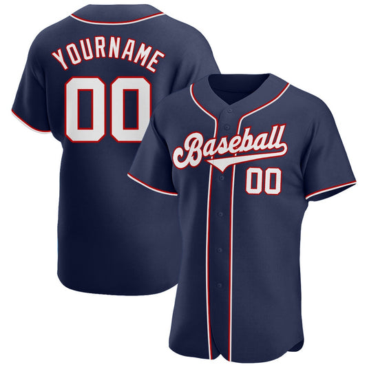 American Baseball Jersey, Custom Navy White Red Authentic Baseball Jersey, Baseball Jersey Name