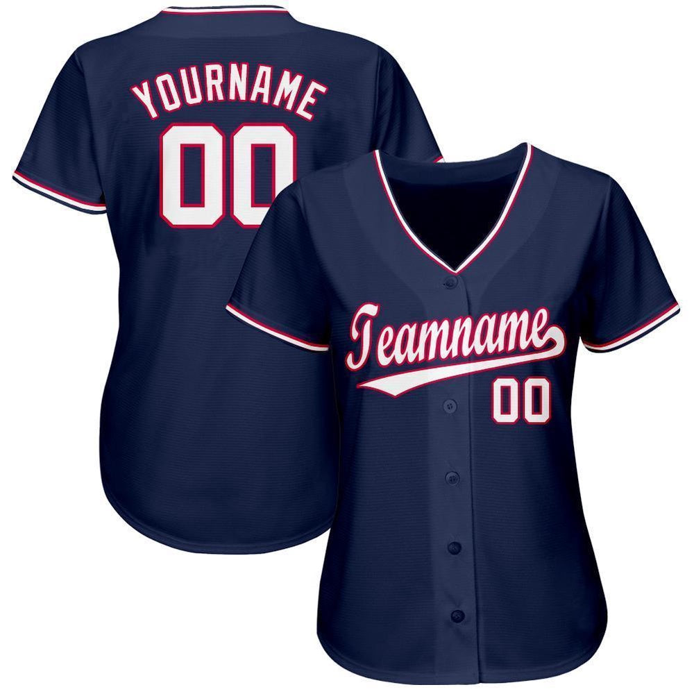 American Baseball Jersey, Custom Navy White Red Baseball Jersey, Baseball Jersey Name