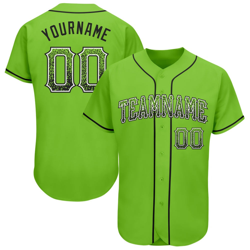 American Baseball Jersey, Custom Neon Green Black White Authentic Drift Fashion Baseball Jersey, Baseball Jersey Name