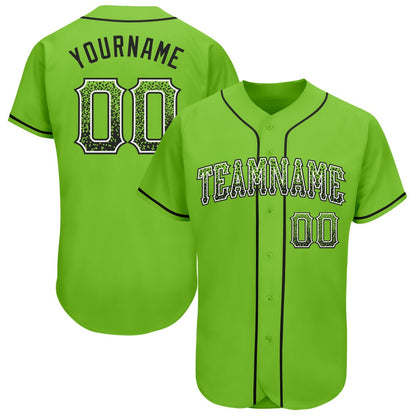 American Baseball Jersey, Custom Neon Green Black White Authentic Drift Fashion Baseball Jersey, Baseball Jersey Name