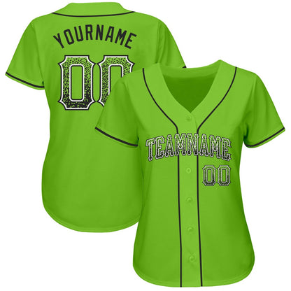 American Baseball Jersey, Custom Neon Green Black White Authentic Drift Fashion Baseball Jersey, Baseball Jersey Name