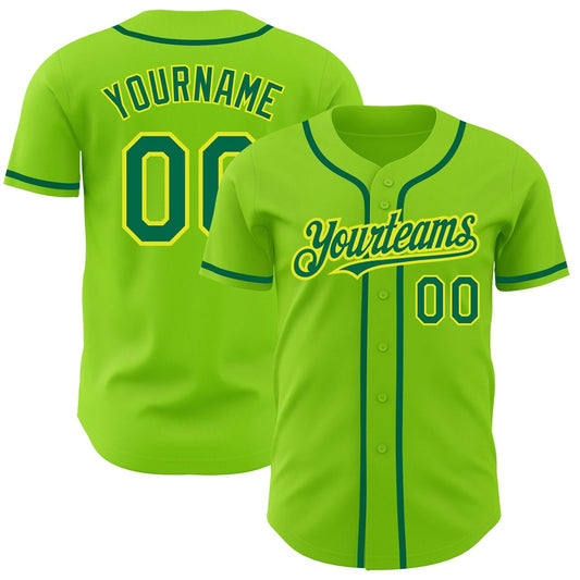 American Baseball Jersey, Custom Neon Green Kelly Green Neon Yellow Authentic Baseball Jersey, Baseball Jersey Name