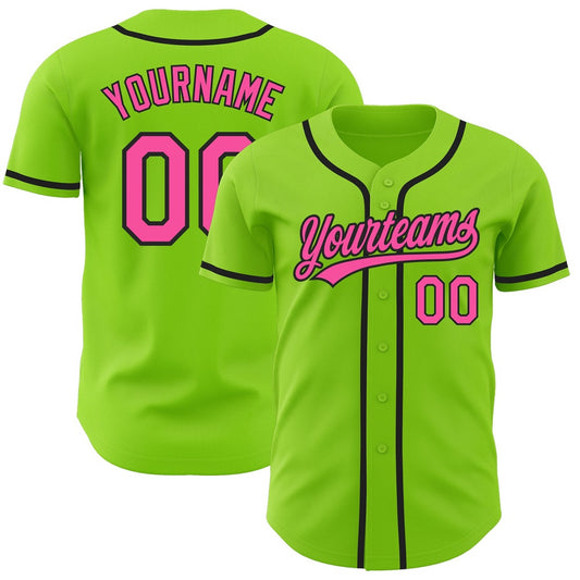American Baseball Jersey, Custom Neon Green Pink Black Authentic Baseball Jersey, Baseball Jersey Name