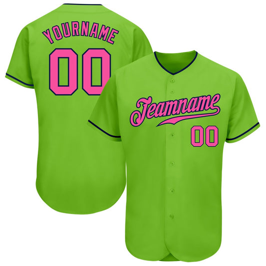 American Baseball Jersey, Custom Neon Green Pink Navy Authentic Baseball Jersey, Baseball Jersey Name