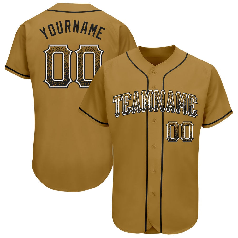 American Baseball Jersey, Custom Old Gold Black White Authentic Drift Fashion Baseball Jersey, Baseball Jersey Name