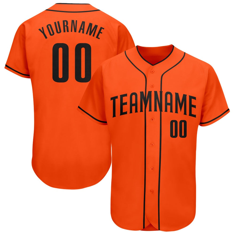 American Baseball Jersey, Custom Orange Black Authentic Baseball Jersey, Baseball Jersey Name