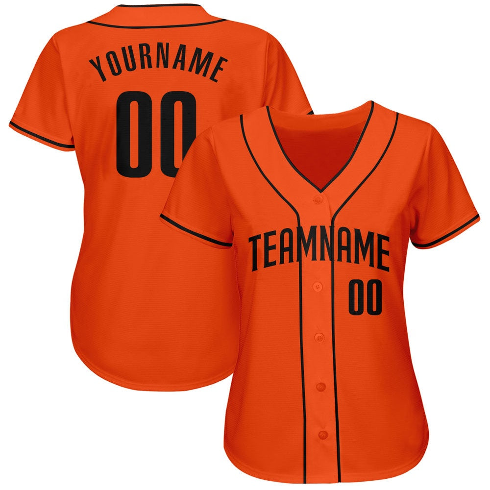 American Baseball Jersey, Custom Orange Black Authentic Baseball Jersey, Baseball Jersey Name