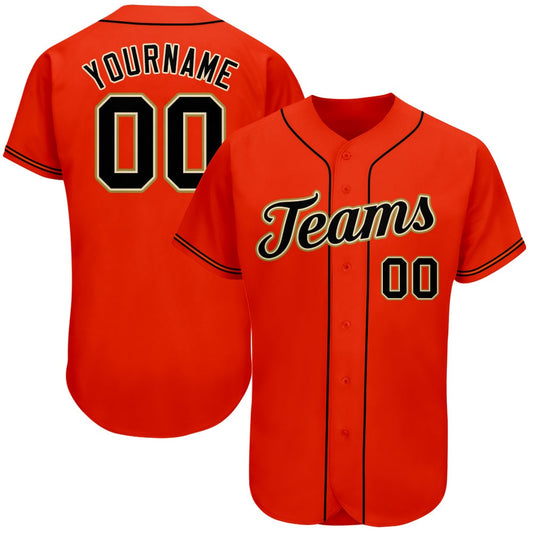 American Baseball Jersey, Custom Orange Black Old Gold Authentic Baseball Jersey, Baseball Jersey Name