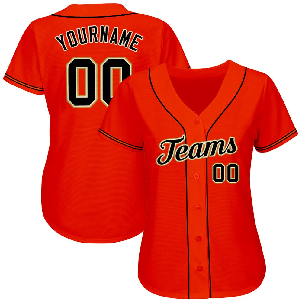 American Baseball Jersey, Custom Orange Black Old Gold Authentic Baseball Jersey, Baseball Jersey Name
