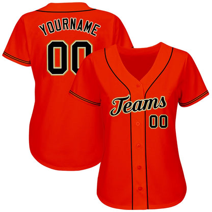 American Baseball Jersey, Custom Orange Black Old Gold Authentic Baseball Jersey, Baseball Jersey Name