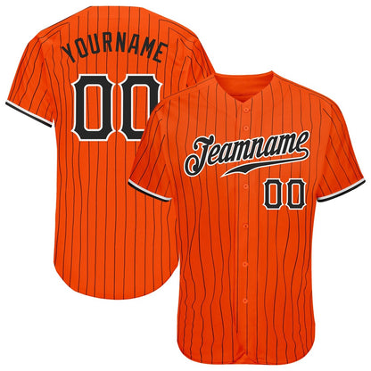American Baseball Jersey, Custom Orange Black Pinstripe Black White Authentic Baseball Jersey, Baseball Jersey Name