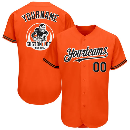 American Baseball Jersey, Custom Orange Black White Authentic Baseball Jersey, Baseball Jersey Name