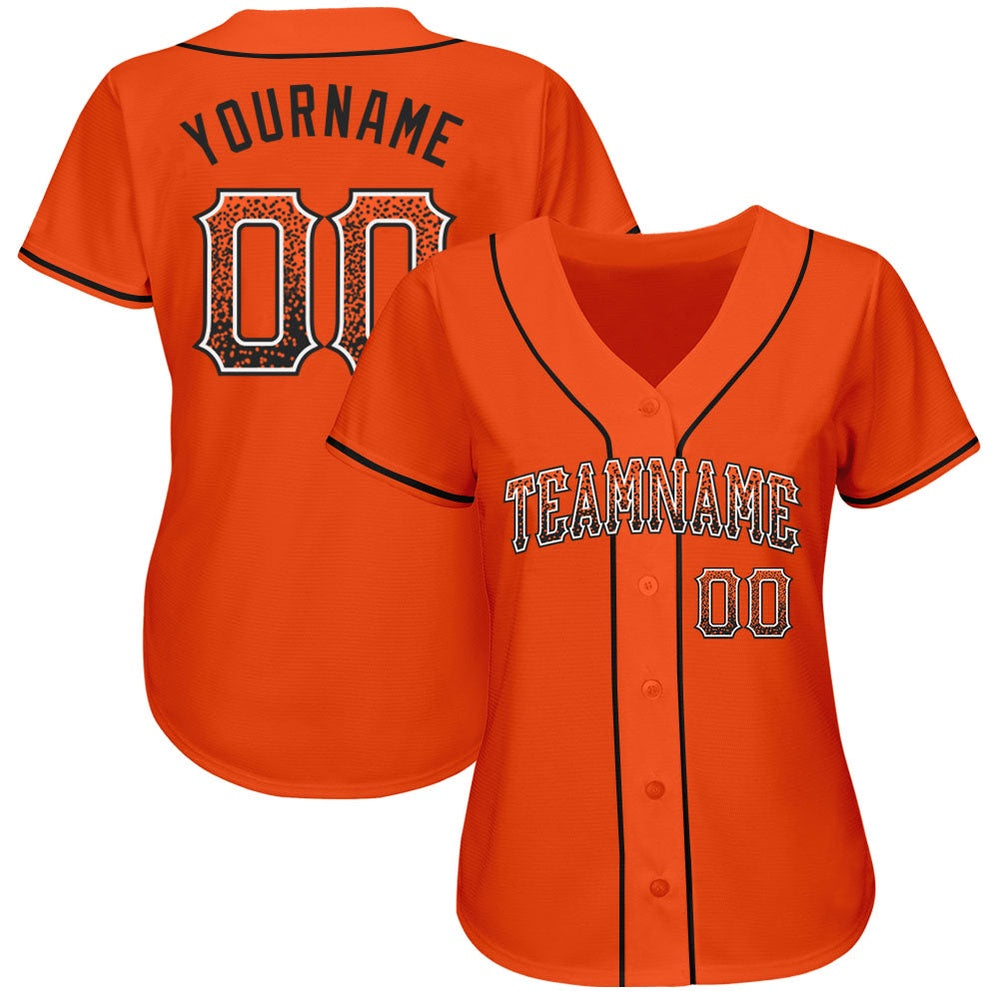 American Baseball Jersey, Custom Orange Black White Authentic Drift Fashion Baseball Jersey, Baseball Jersey Name