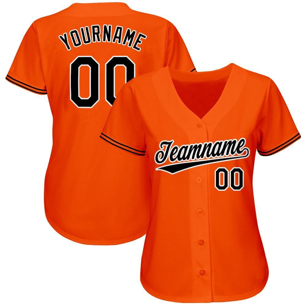 American Baseball Jersey, Custom Orange Black White Baseball Jersey, Baseball Jersey Name