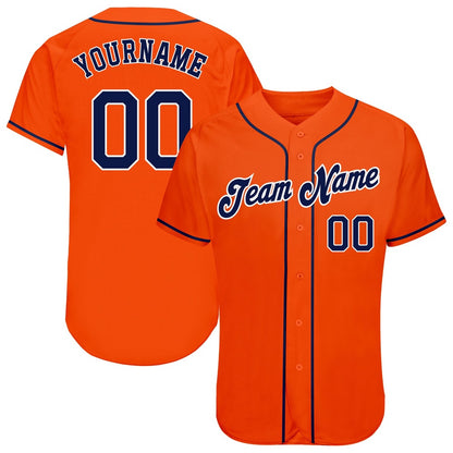 American Baseball Jersey, Custom Orange Navy White Authentic Baseball Jersey, Baseball Jersey Name