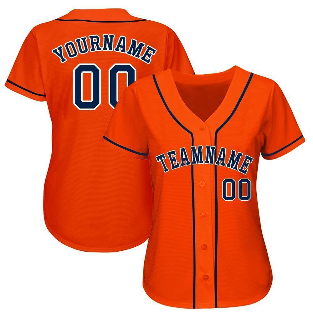 American Baseball Jersey, Custom Orange Navy White Baseball Jersey, Baseball Jersey Name