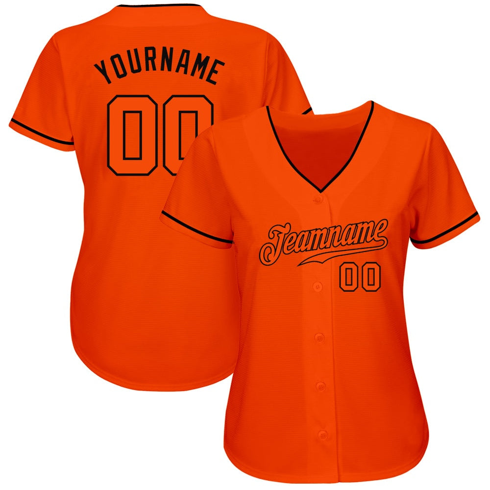 American Baseball Jersey, Custom Orange Orange Black Authentic Baseball Jersey, Baseball Jersey Name